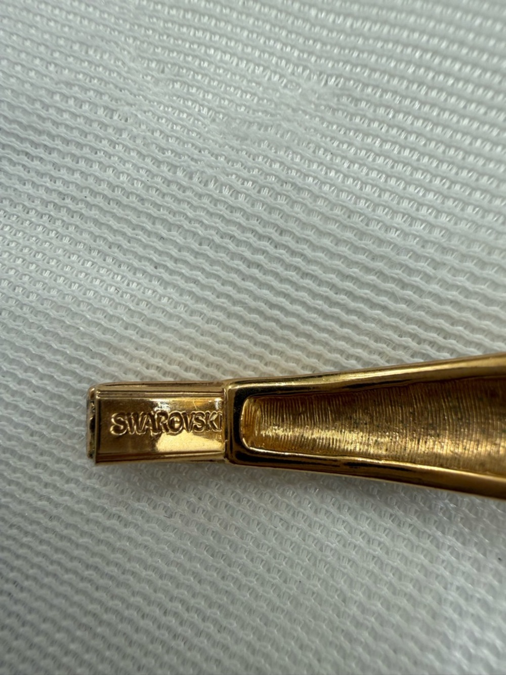 Vintage Swarovski hinged bangle bracelet Gold tone signed Swarovski & Swan Logo - Picture 11 of 11